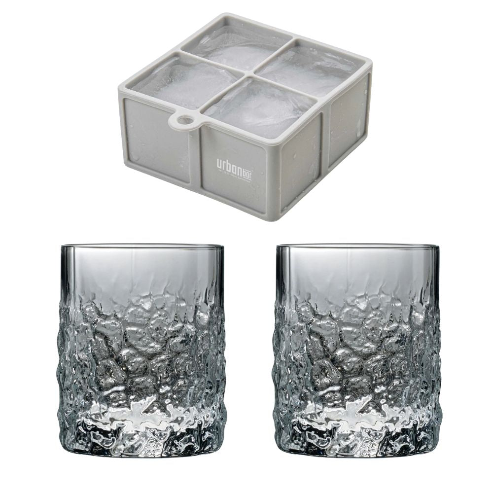 Juego de bandeja para cubitos de hielo y vasos antiguos