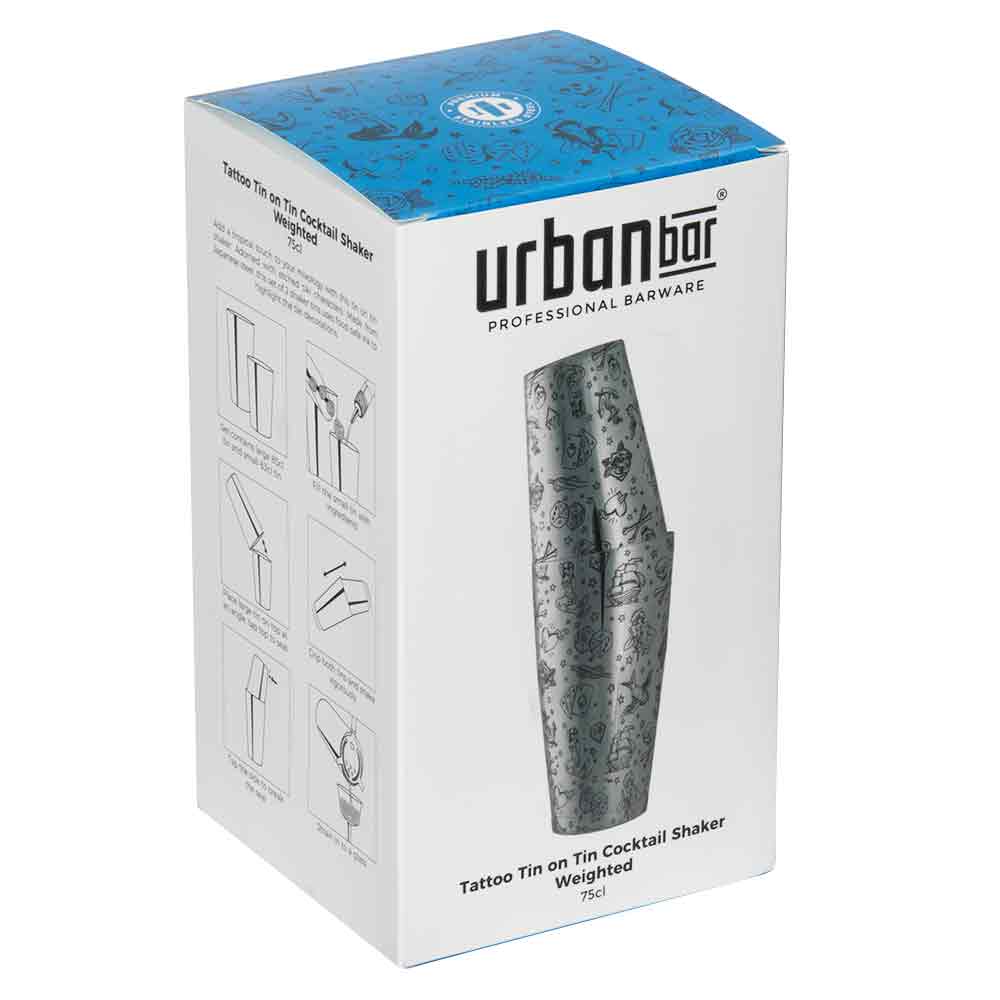 Shaker per cocktail con peso in acciaio inox Tattoo Tin-on-Tin 75cl