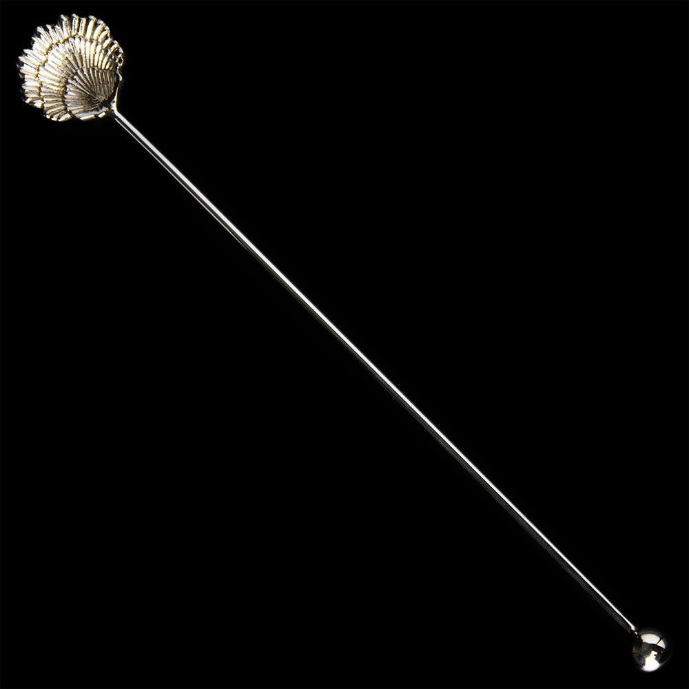 Cucharilla de Bar Classico de Acero Inoxidable Plateada con Forma de Concha - 32cm
