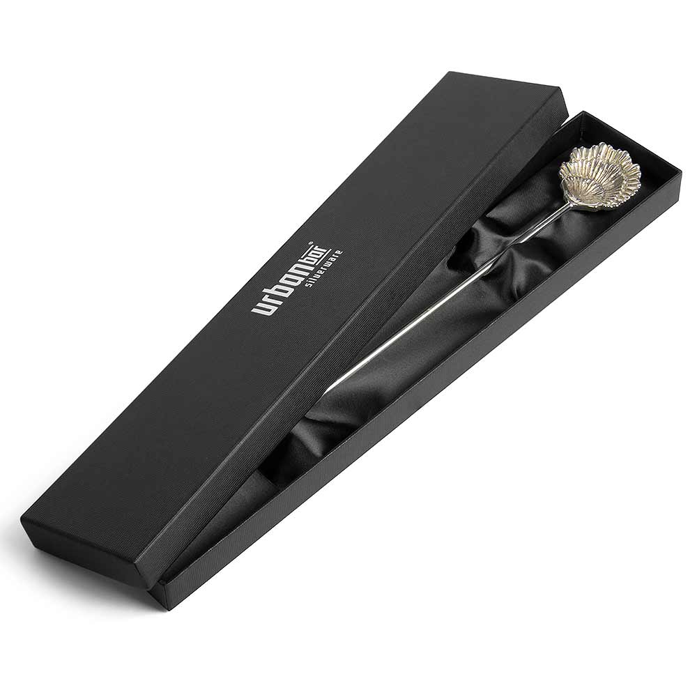 Cucharilla de Bar Classico de Acero Inoxidable Plateada con Forma de Concha - 32cm