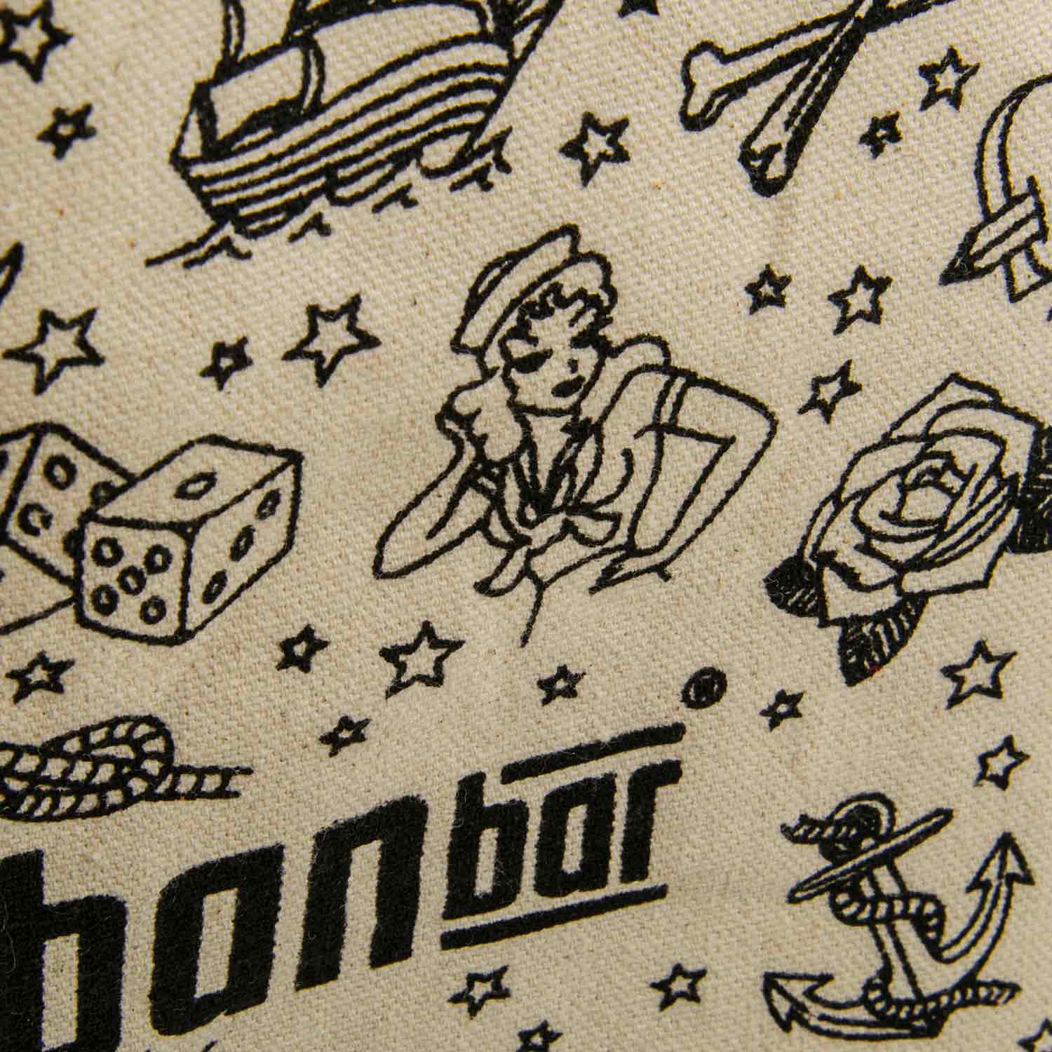 Borsa in cotone con motivo tatuaggio 39 cm x 42 cm