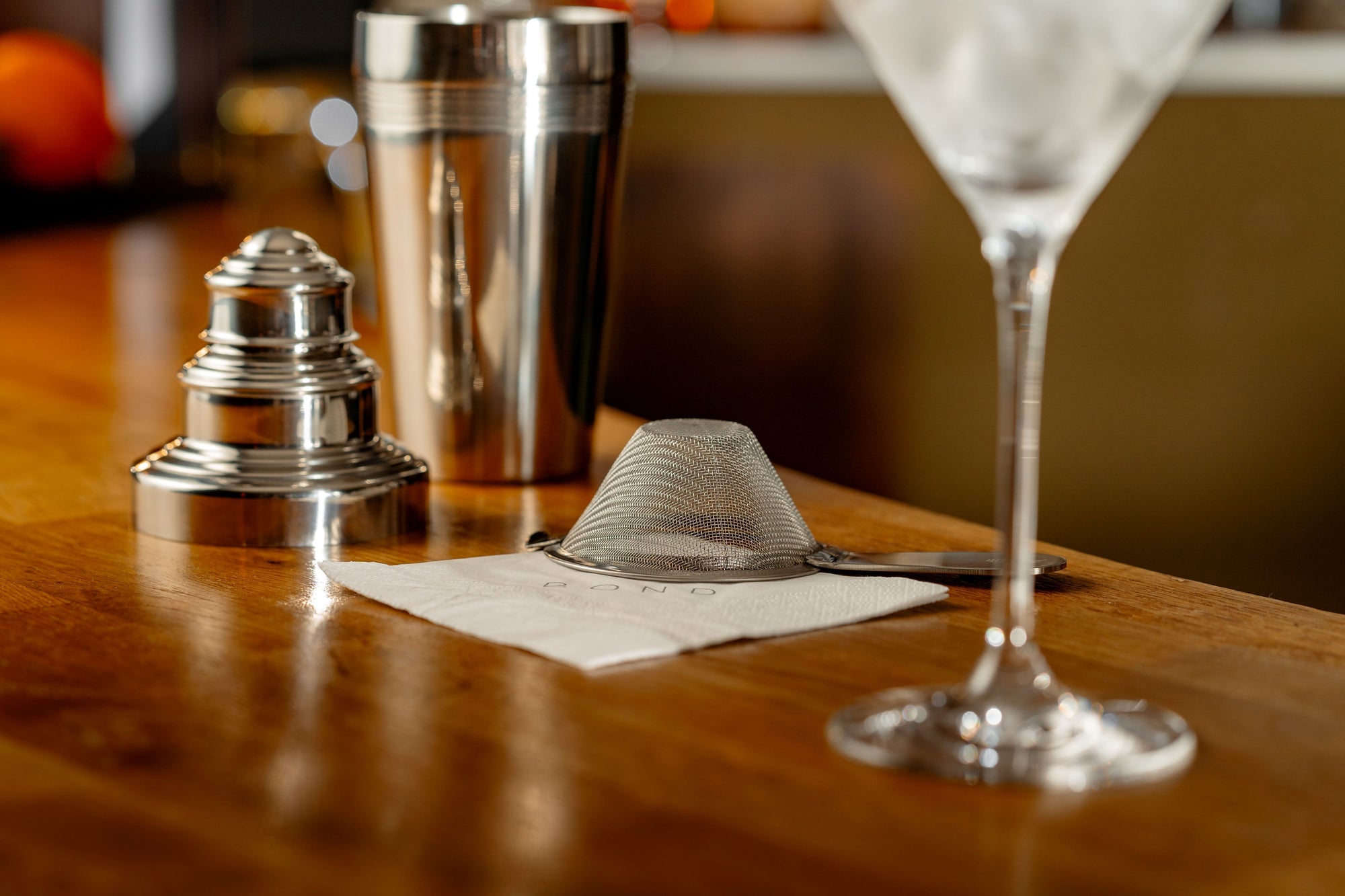 Biloxi Edelstahl-Cocktailsieb mit kurzem Griff, feinmaschig, 15 cm