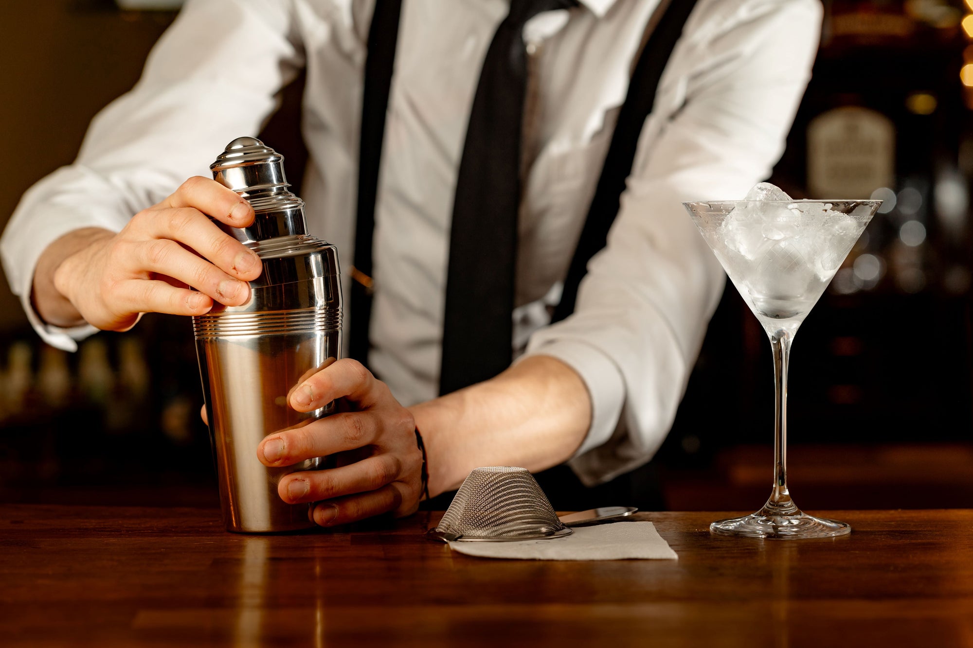 Biloxi Edelstahl-Cocktailsieb mit kurzem Griff, feinmaschig, 15 cm