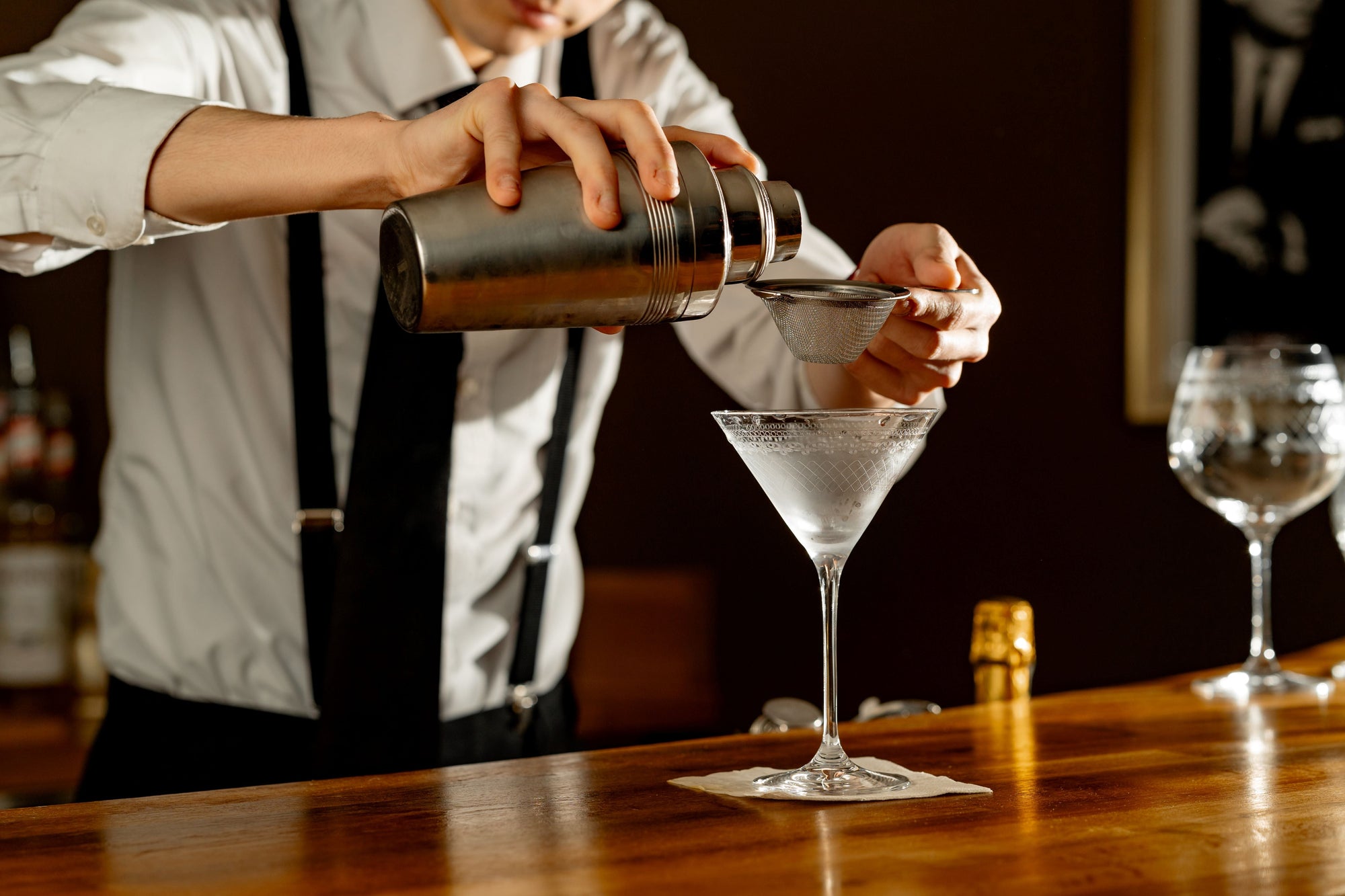 Biloxi Edelstahl-Cocktailsieb mit kurzem Griff, feinmaschig, 15 cm