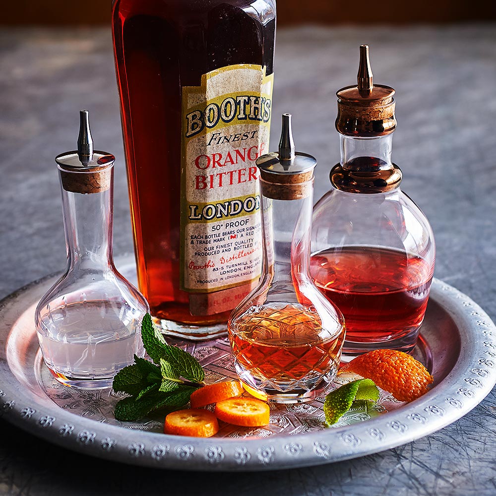 Botella de Bitters de Cristal Hecha a Mano de Corte Vertical -9 cl