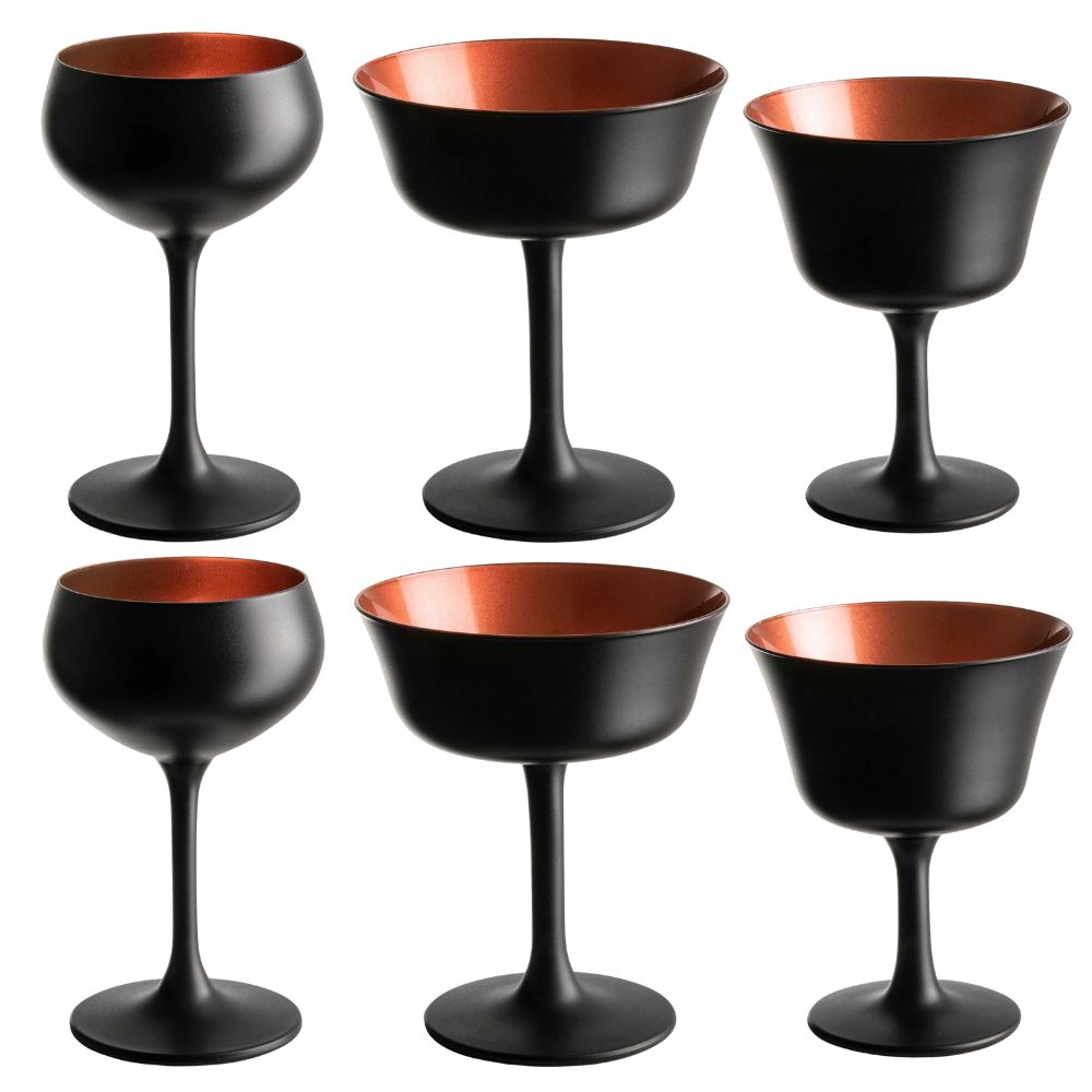 Ensemble de verres à cocktail noirs et cuivrés Oro Nero