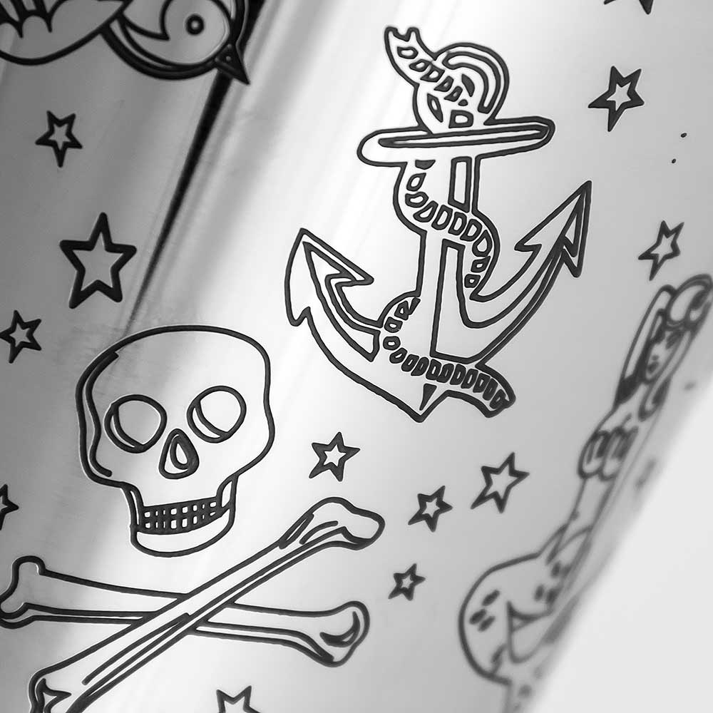 Tattoo Tin-on-Tin Edelstahl-Cocktailshaker mit Gewicht, 75 cl