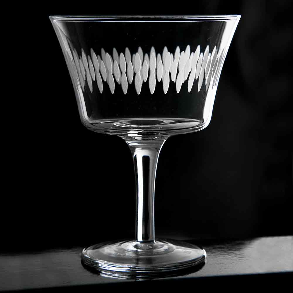 Bicchiere da cocktail inciso in cristallo retrò Fizz 20cl