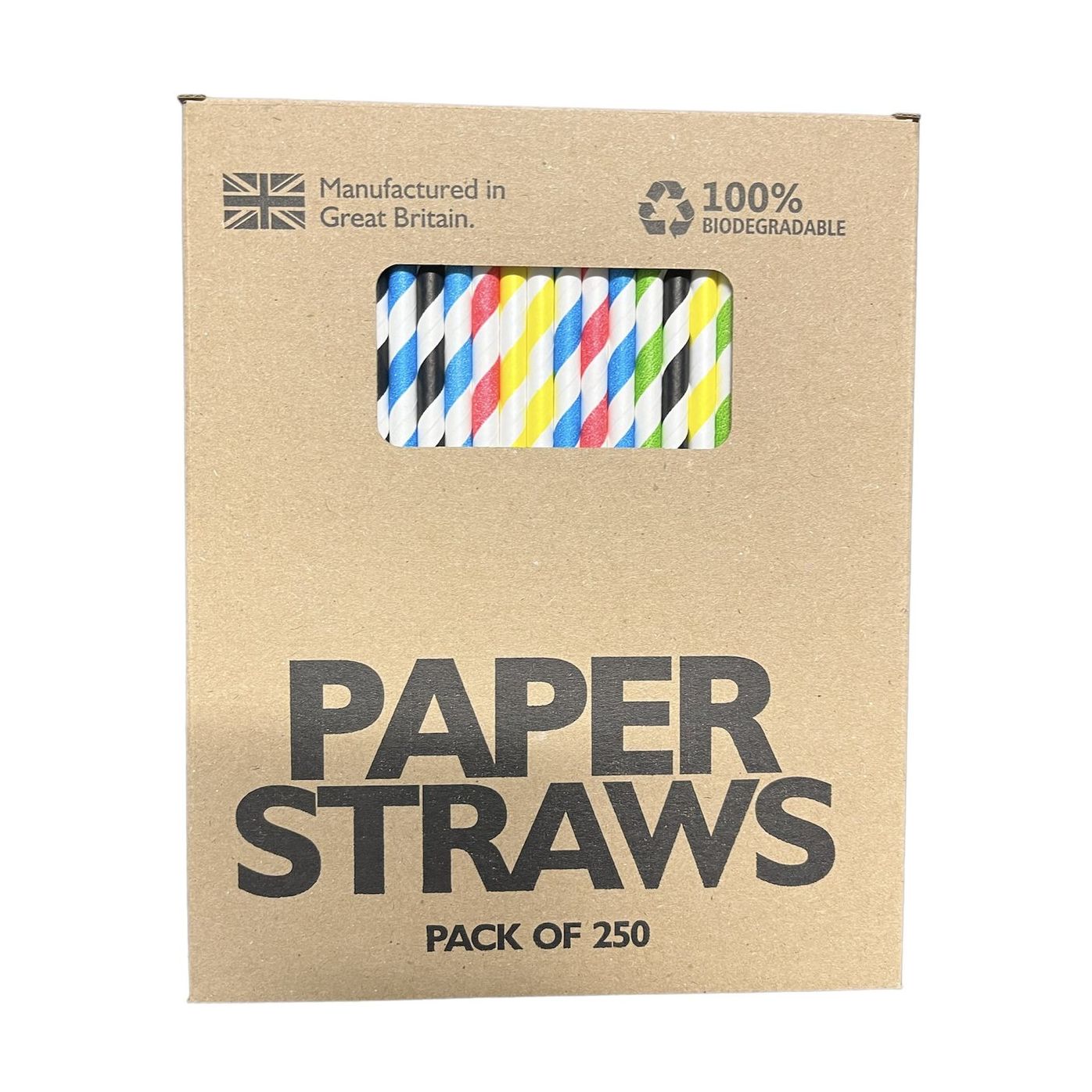 Pailles en papier de couleurs mélangées, boîte de 250